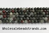 COJ486 15.5 inches 10mm faceted round blood jasper beads wholesale