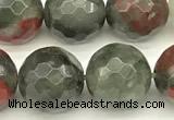 COJ497 15 inches 10mm faceted round blood jasper beads