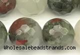 COJ498 15 inches 12mm faceted round blood jasper beads