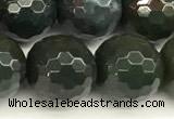 COJ503 15 inches 12mm faceted round Indian bloodstone jasper beads