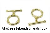 CONN14 2*21mm, 15mm copper toggle clasp gold plated