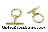 CONN19 2*21mm, 15mm copper toggle clasp gold plated