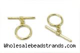 CONN20 2*21mm, 15mm copper toggle clasp gold plated