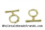 CONN21 2*21mm, 15mm copper toggle clasp gold plated