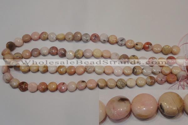 COP1012 15.5 inches 10mm flat round natural pink opal gemstone beads