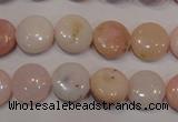 COP1014 15.5 inches 12mm flat round natural pink opal gemstone beads