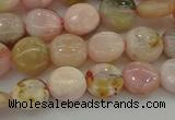 COP1293 15.5 inches 8mm flat round natural pink opal beads