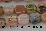 COP1298 15.5 inches 10*10mm square natural pink opal beads