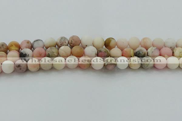 COP1333 15.5 inches 10mm round matte natural pink opal gemstone beads