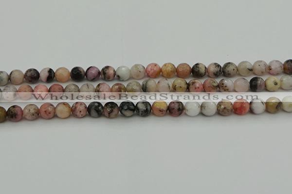 COP1413 15.5 inches 10mm faceted round natural pink opal gemstone beads