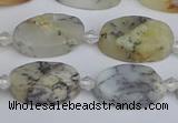 COP1431 15.5 inches 10*16mm oval white opal gemstone beads