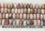 COP1554 15.5 inches 6*13mm - 8*14mm faceted tyre natural pink opal beads