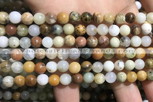 COP1567 15.5 inches 6mm round yellow moss opal beads wholesale