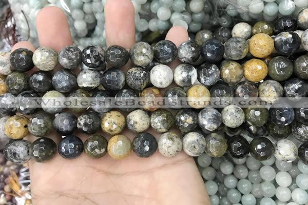 COP1610 15.5 inches 8mm faceted round moss opal beads