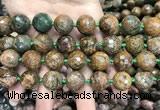 COP1645 15.5 inches 16mm faceted round green opal gemstone beads