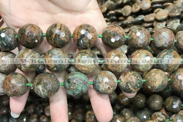 COP1646 15.5 inches 20mm faceted round green opal gemstone beads