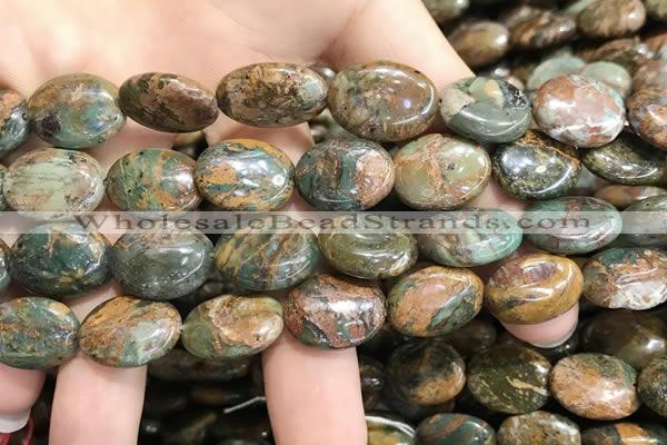 COP1652 15.5 inches 12*16mm oval green opal gemstone beads