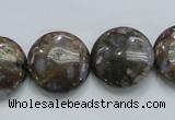 COP251 15.5 inches 20mm flat round natural grey opal gemstone beads