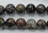 COP267 15.5 inches 12mm round natural grey opal gemstone beads