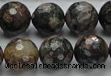 COP272 15.5 inches 20mm faceted round natural grey opal gemstone beads