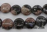 COP290 15.5 inches 12mm flat round natural grey opal beads