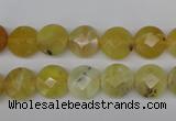 COP345 15.5 inches 10mm faceted coin yellow opal gemstone beads