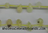 COP347 Top-drilled 6*9mm faceted teardrop yellow opal gemstone beads