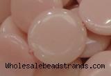 COP416 15.5 inches 28mm flat round Chinese pink opal gemstone beads