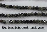 COP460 15.5 inches 4mm faceted round natural grey opal gemstone beads