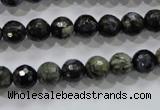 COP462 15.5 inches 8mm faceted round natural grey opal gemstone beads