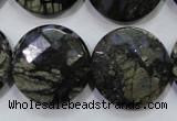 COP484 15.5 inches 25mm faceted coin natural grey opal beads