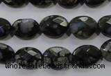 COP486 15.5 inches 10*14mm faceted oval natural grey opal beads