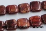 COP527 15.5 inches 14*14mm square red opal gemstone beads wholesale