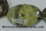 COP565 15.5 inches 30*40mm oval natural yellow & green opal beads