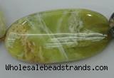 COP599 15.5 inches 25*50mm oval natural yellow & green opal beads