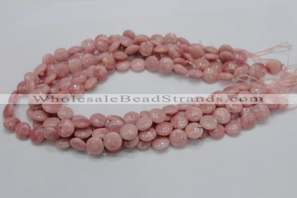 COP60 15.5 inches 12mm flat round natural pink opal gemstone beads