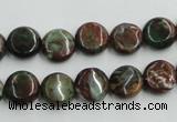 COP602 15.5 inches 10mm flat round green opal gemstone beads