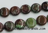 COP603 15.5 inches 12mm flat round green opal gemstone beads