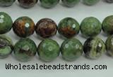 COP662 15.5 inches 8mm faceted round green opal gemstone beads