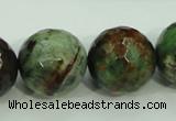 COP668 15.5 inches 20mm faceted round green opal gemstone beads