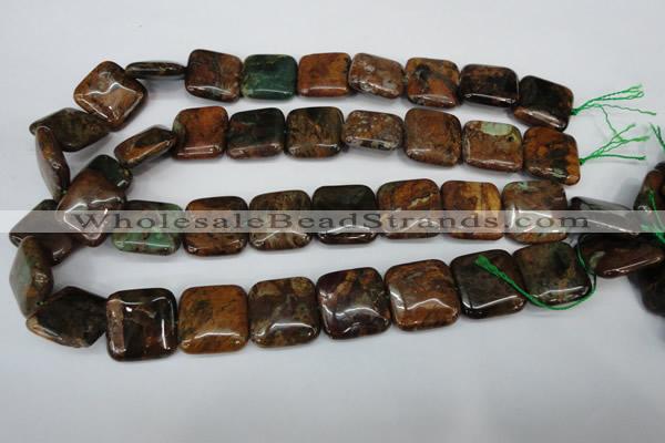 COP765 15.5 inches 20*20mm square green opal gemstone beads