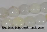 COP904 15.5 inches 12mm flat round natural white opal gemstone beads