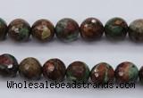 COP963 15.5 inches 10mm faceted round green opal gemstone beads