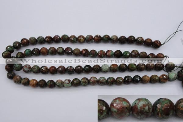 COP965 15.5 inches 14mm faceted round green opal gemstone beads