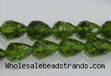 COQ108 15.5 inches 8*12mm faceted teardrop dyed olive quartz beads