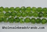 COQ115 15.5 inches 6mm faceted nuggets dyed olive quartz beads