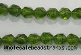 COQ116 15.5 inches 8mm faceted nuggets dyed olive quartz beads