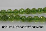 COQ12 16 inches 8mm faceted round dyed olive quartz beads wholesale