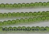 COQ201 15.5 inches 3mm - 4mm round natural olive quartz beads