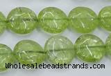 COQ25 16 inches 15mm flat round dyed olive quartz beads wholesale